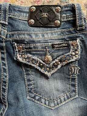 💋💋Miss Me Blue Rhinestone-Trim Bootcut Jeans💋💋